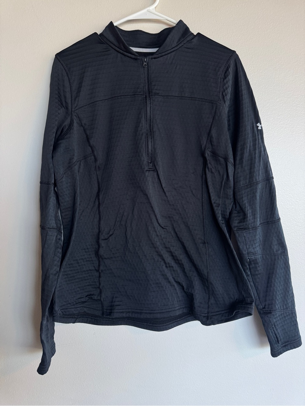 Under Armour ColdGear Base Layer Running 1/2 Zip Pullover Black Size Large L